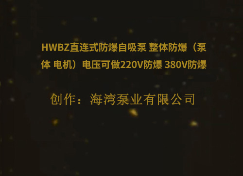 HWBZ直連式防爆自吸泵 整體防爆（泵體 電機(jī)）電壓可做220V防爆 380V防爆